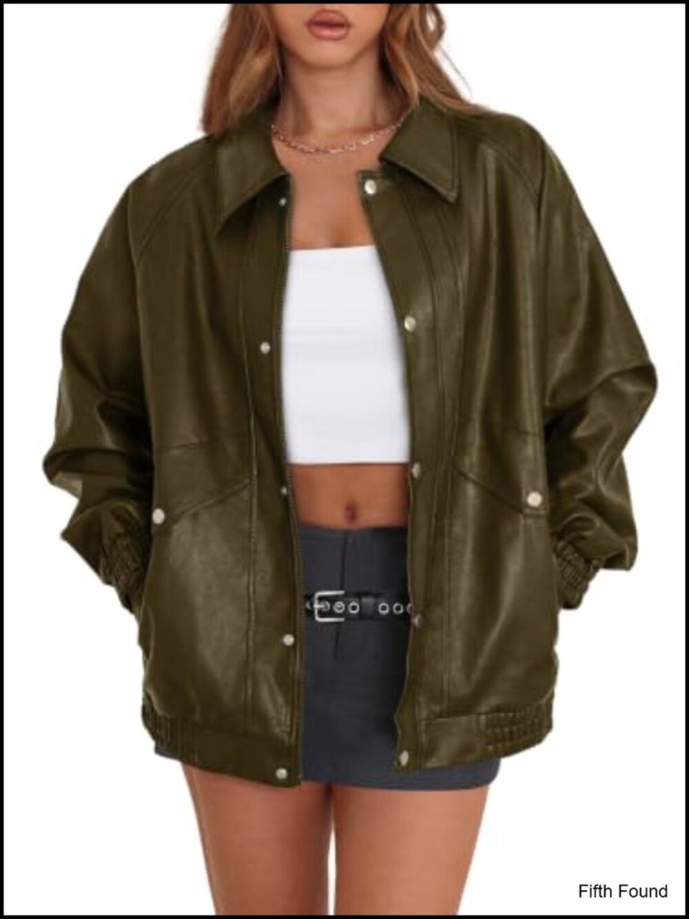 Faux Leather Jacket Oversized Zip Up Moto Fall Winter Coat